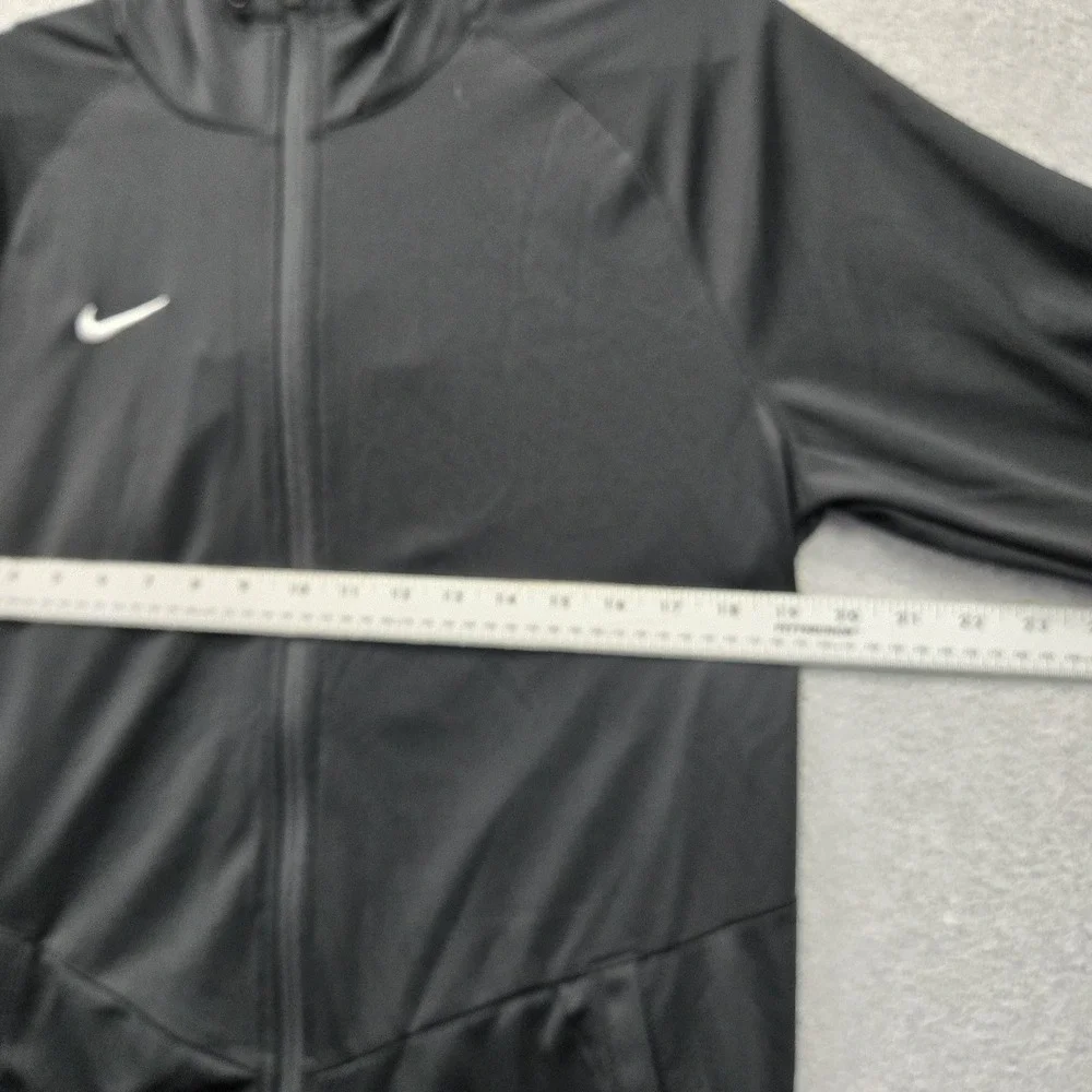 Nike Men Hoodie S Tall Black Dri Fit Swoosh Logo Pockets Full Zip Activewear